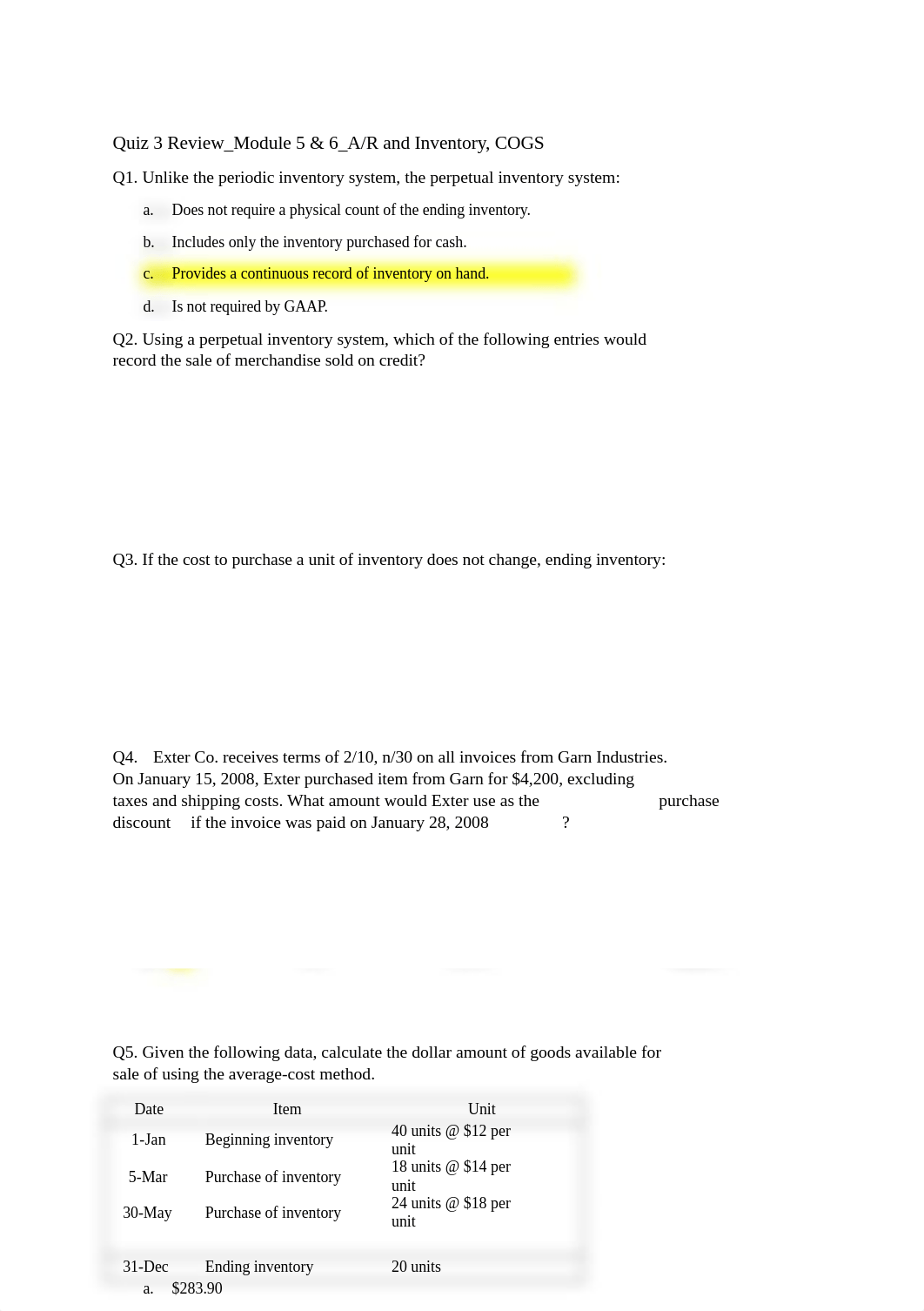 Study review_Quiz 2_Module 5 & 6 Accounts receivable. Inventory. COGS.docx_d98rrnk419r_page1