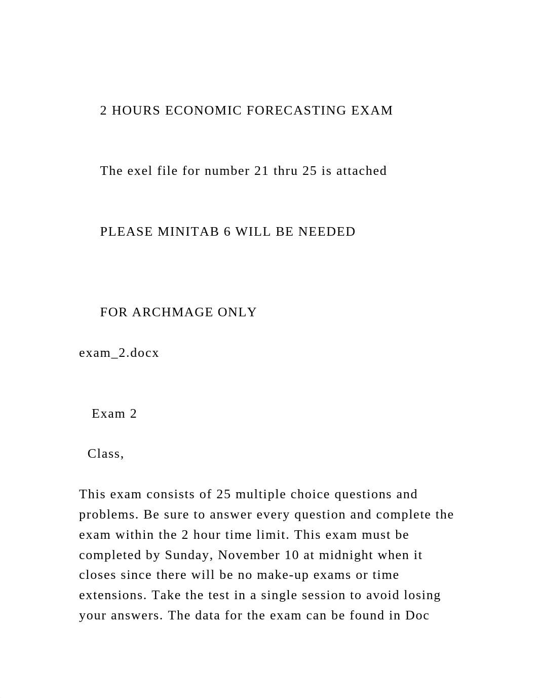 2 HOURS ECONOMIC FORECASTING EXAM         The exel file fo.docx_d990t4a5zq9_page2