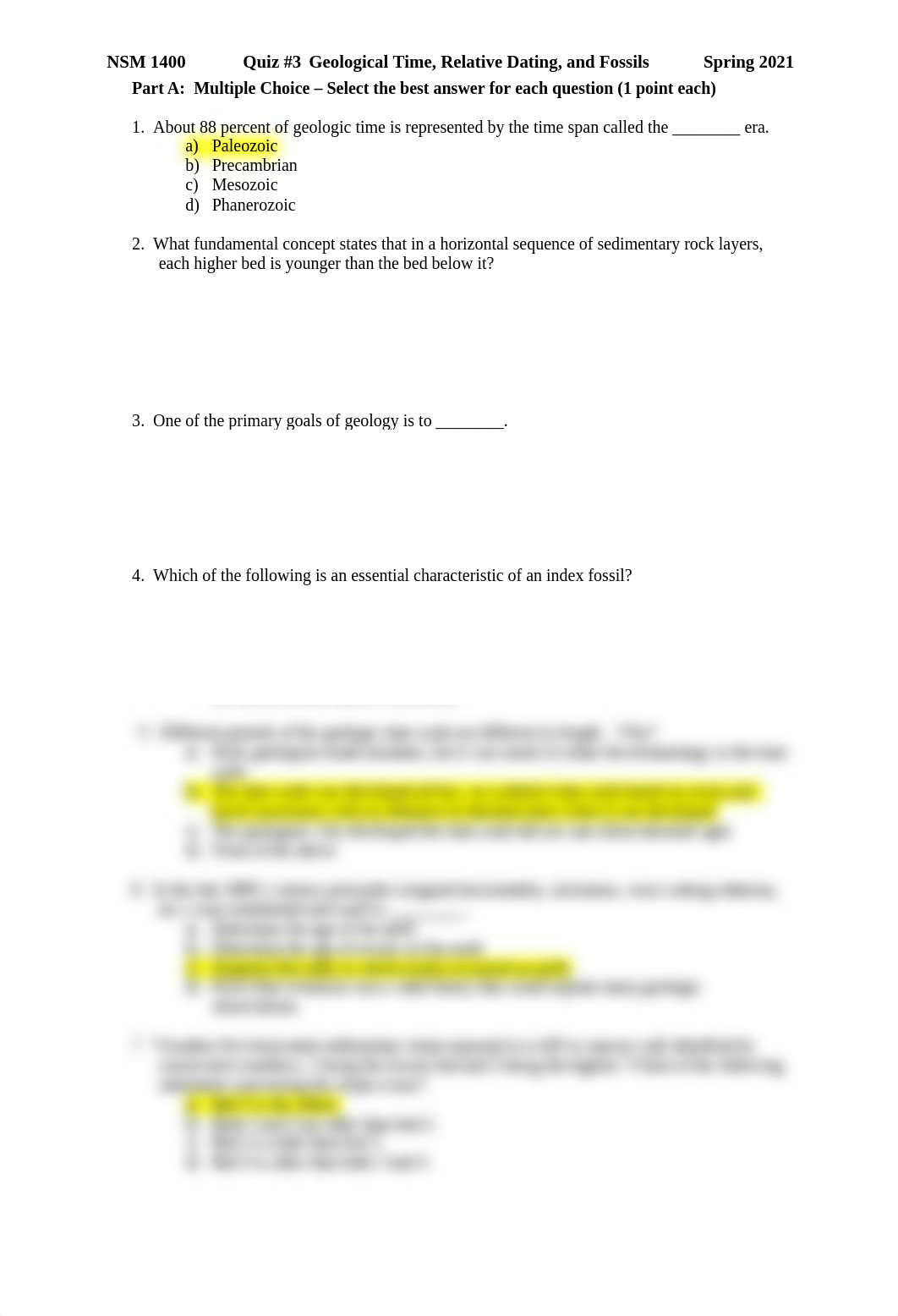 Quiz 3 Geological Time Relative Dating and Fossils.docx_d99bwwu4kjt_page1