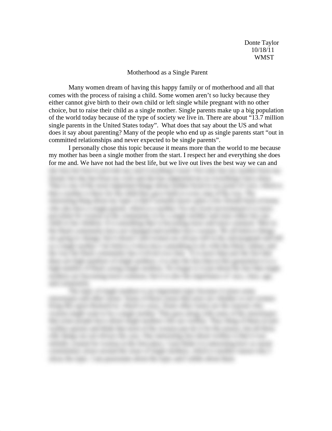 single mothers WMST 100 essay_d99f1zbf6mz_page1