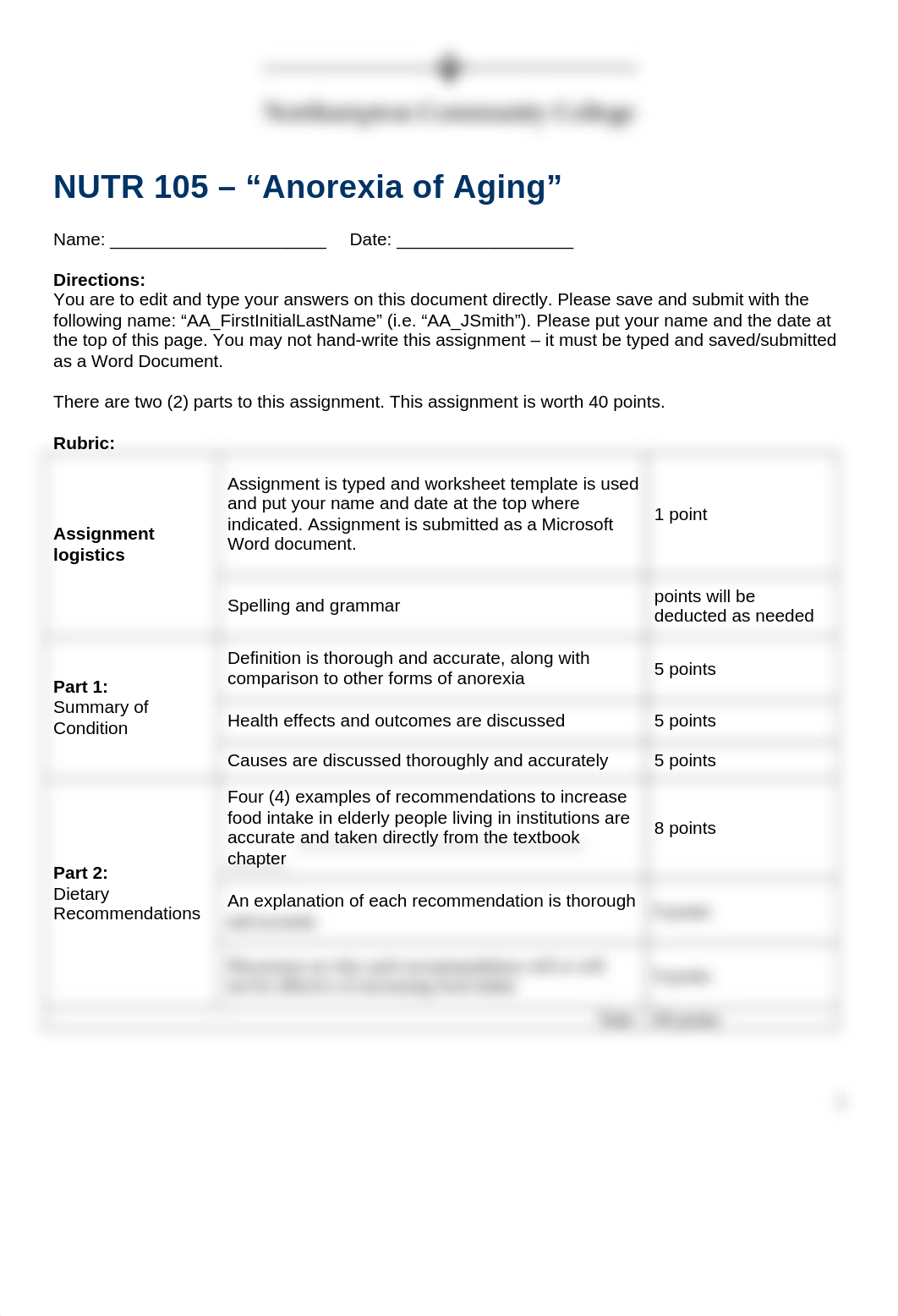 NCC NUTR 105 SP22 - Anorexia of Aging.docx_d99fwbg9a6e_page1