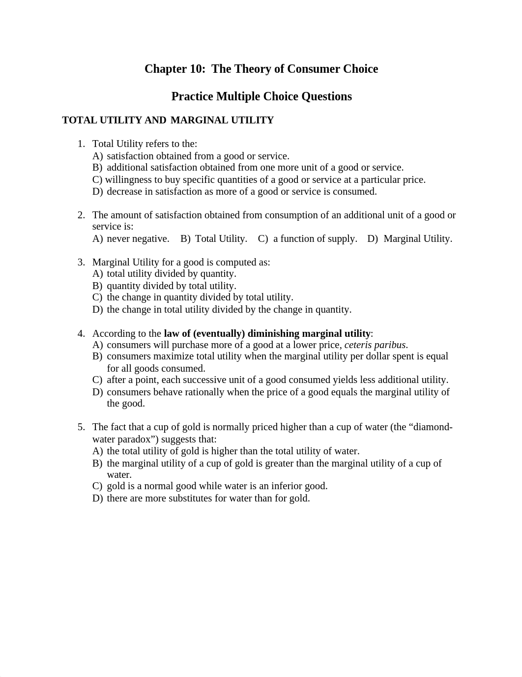 Chapter 10 -- Practice Multiple Choice Questions (Theory of the Consumer) -- NO Answers.docx_d99fwzdlsux_page1