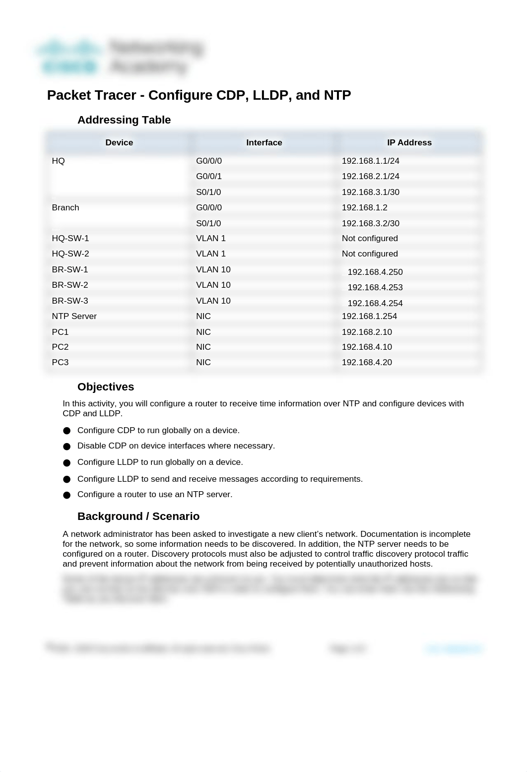 10.8.1 Packet Tracer - Configure CDP, LLDP, and NTP (1).docx_d99zihzu4rb_page1