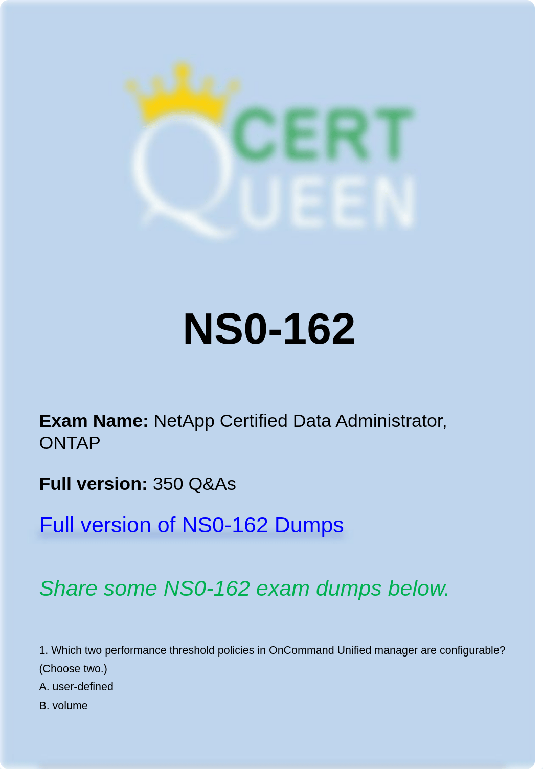 Netapp NS0-162 Exam Questions have been Updated.pdf_d9ami0703dn_page1