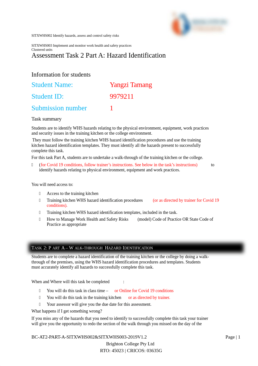 SITXWHS002003 [Insert Name  ID] Student AT2 PartA [S#] (4) (AutoRecovered).docx_d9avpv3rh5z_page1