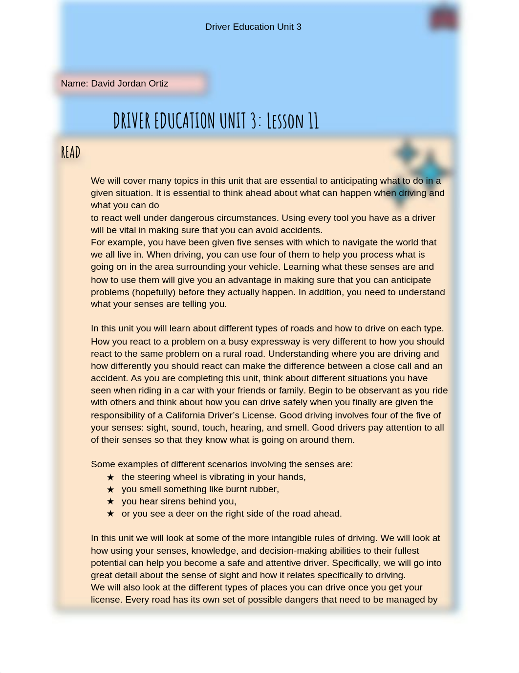 Driver Education Unit 3 Lesson 11 and 12 .docx_d9b1eefp5lr_page1