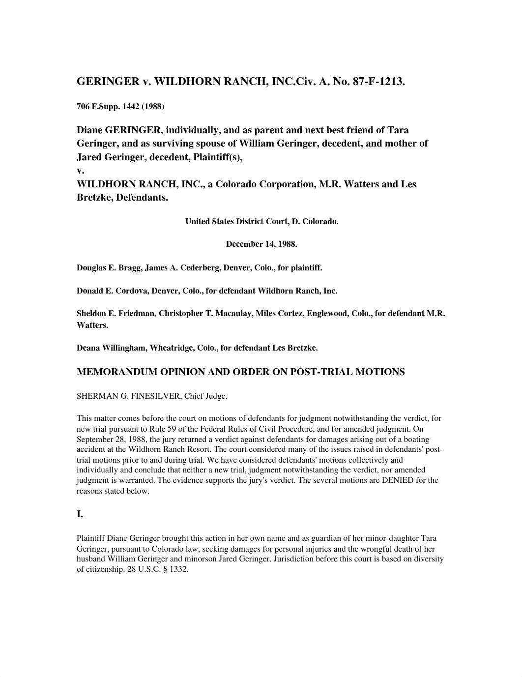 GERINGER v WILDHORN RANCH INC._d9bd0k03v78_page1