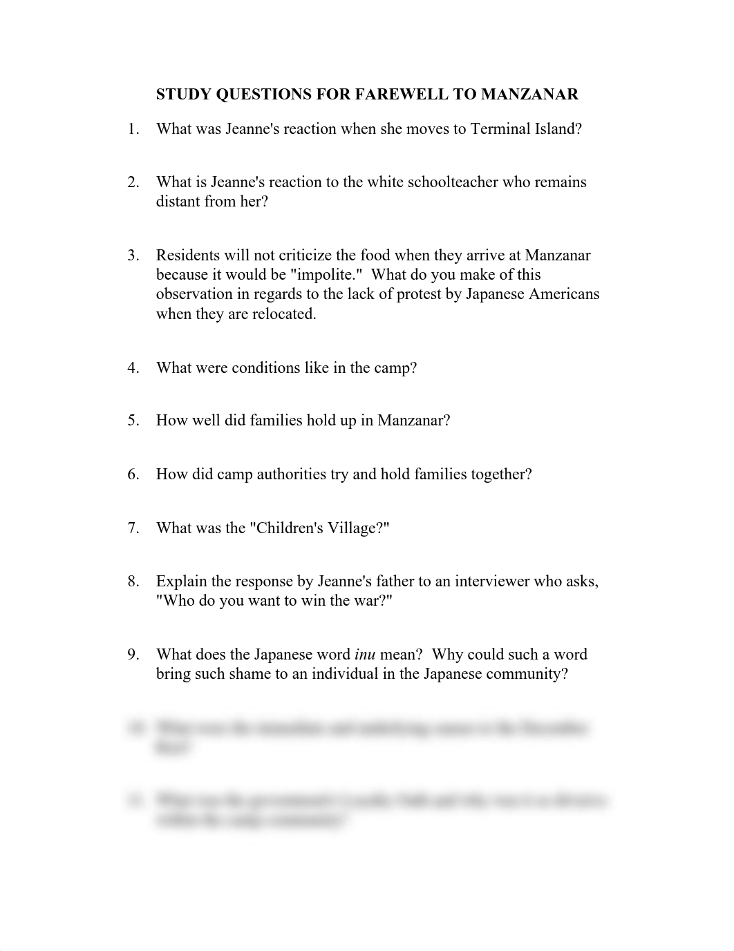 FAREWELL TO MANZANAR -  Study Questions.pdf_d9bsk7zf8q0_page1