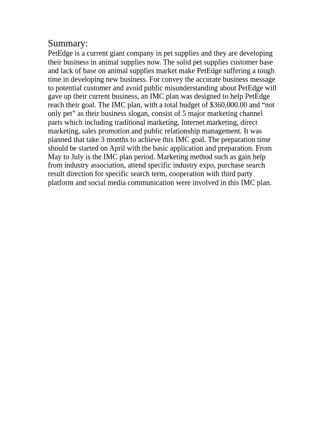 YingZhi Tan, D40467086, IMC plan of PetEdge to gain domination in animal supplies industry_d9bu6pqxxqr_page2