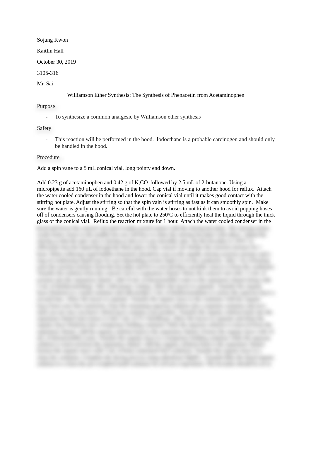 Williamson Ether Synthesis The Synthesis of Phenacetin from Acetaminophen.docx_d9bxvbiu84e_page1