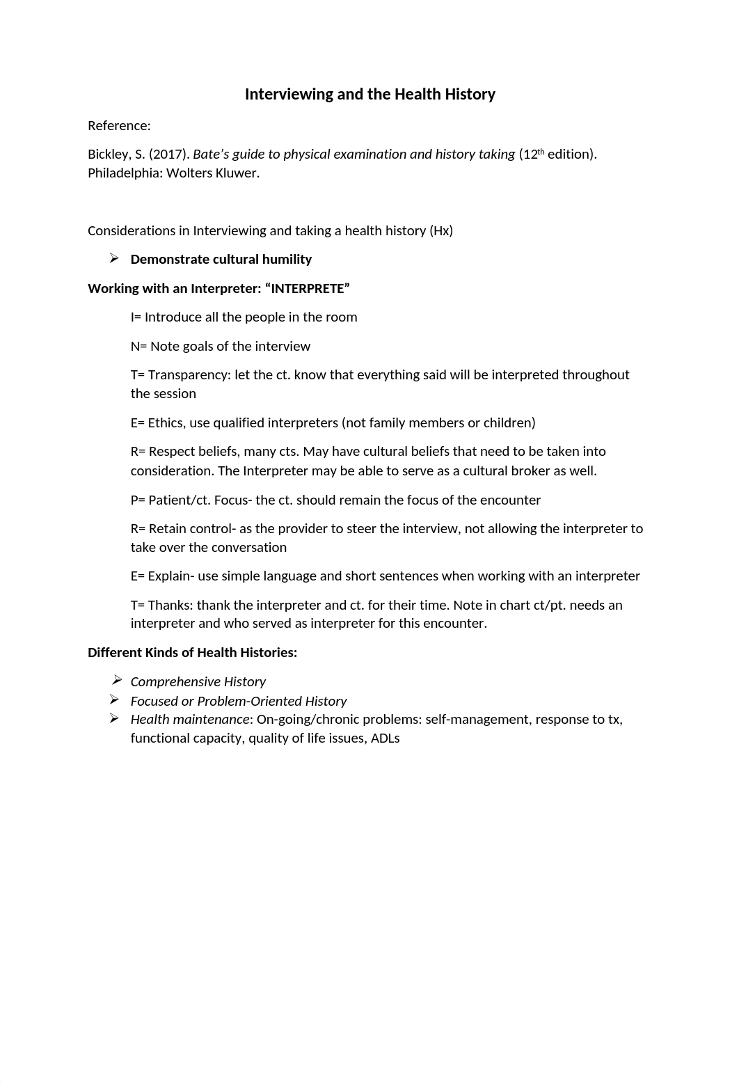 Interviewing and the Health History Techniques_Bates.docx_d9c02souqms_page1