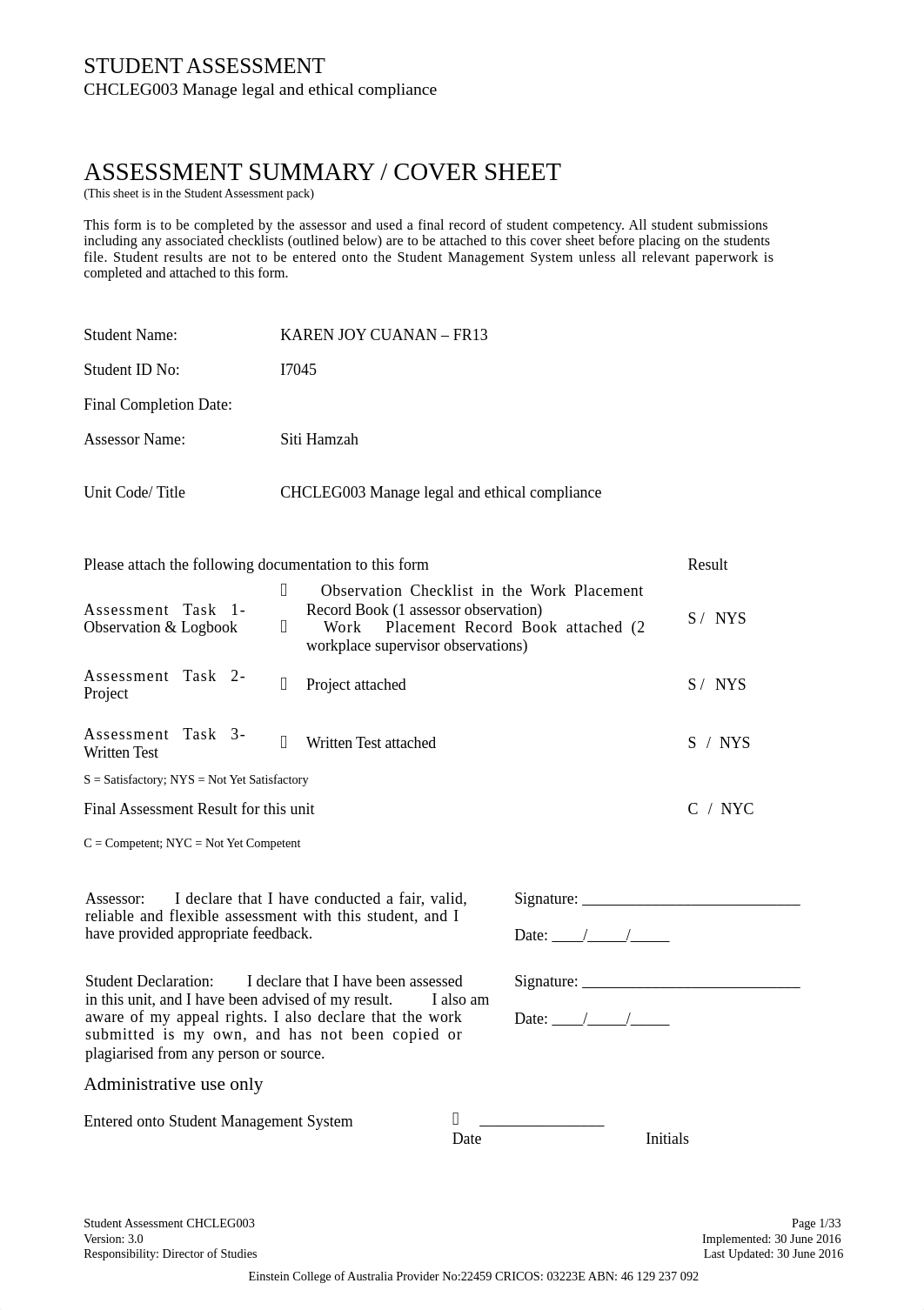 CHCLEG003 Student Assessment. V3. 300616.doc_d9cc4c6yh4n_page1