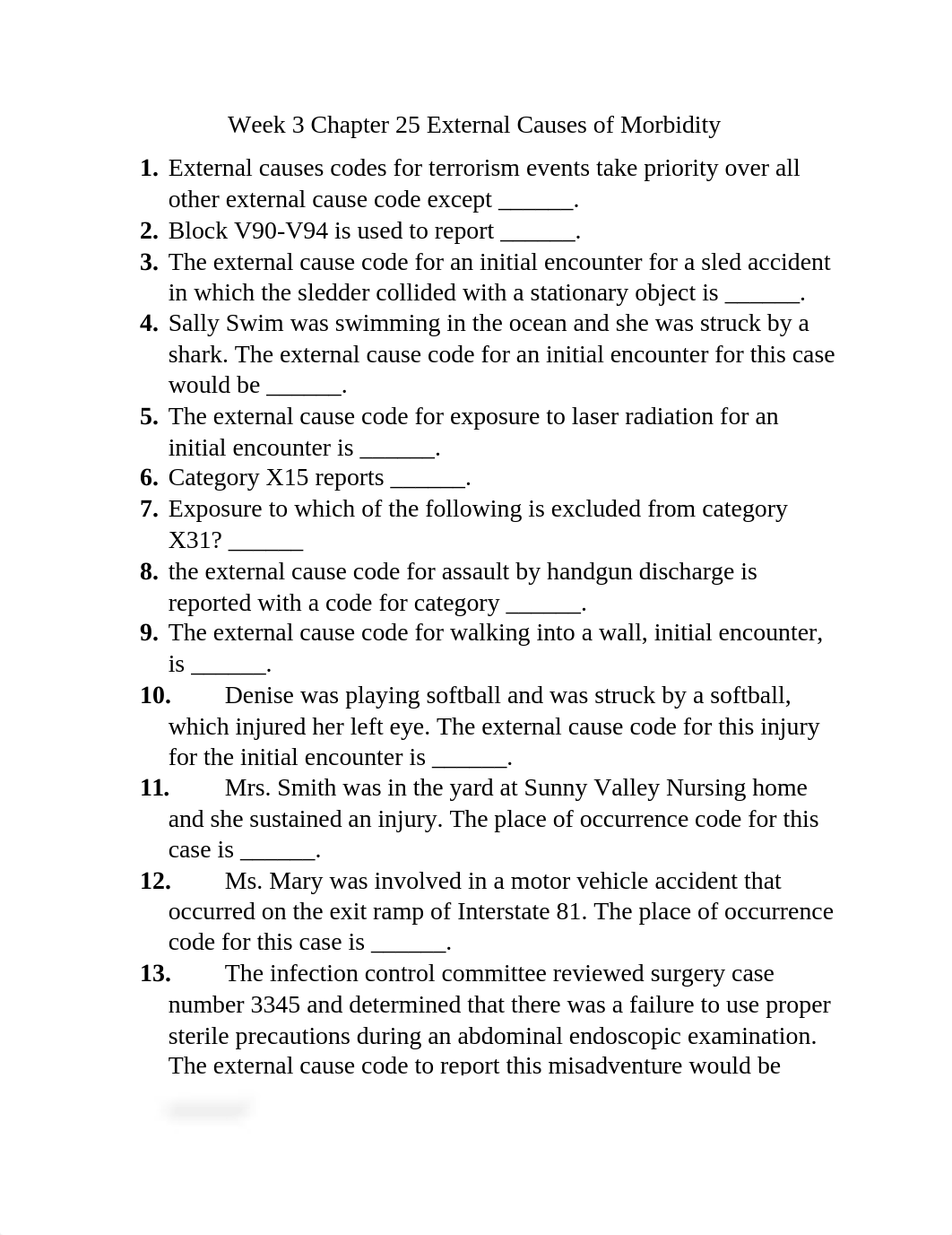 Week 4 Chapter 25 External Causes of Morbidity Quiz.docx_d9cgvgezy1o_page1