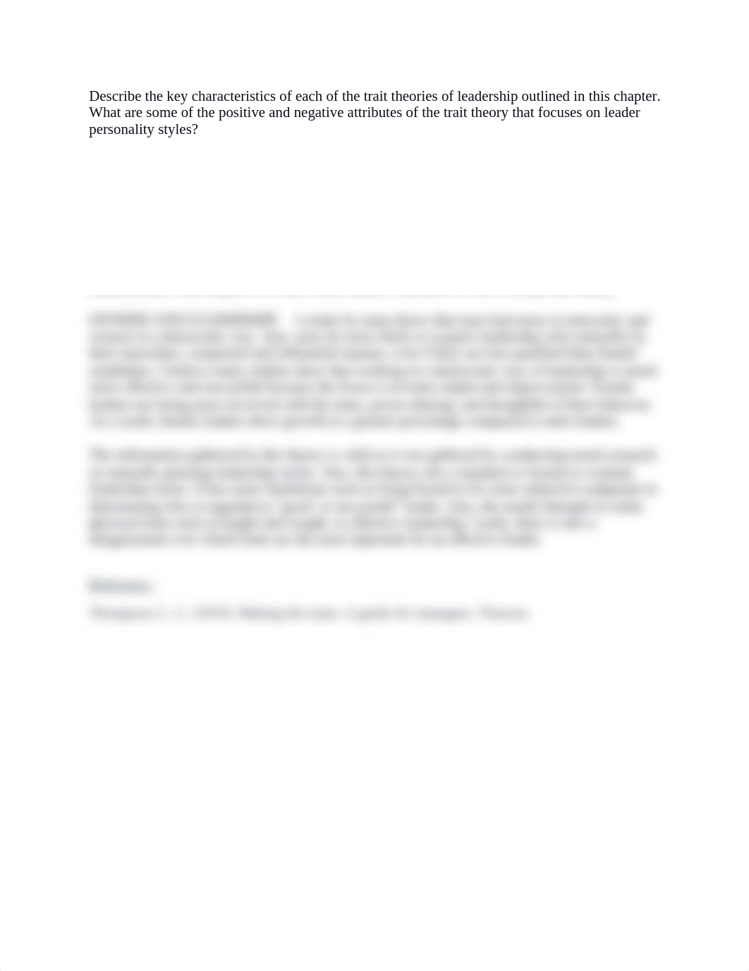 Describe the key characteristics of each of the trait theories of leadership outlined in this chapte_d9ch36m5w2y_page1