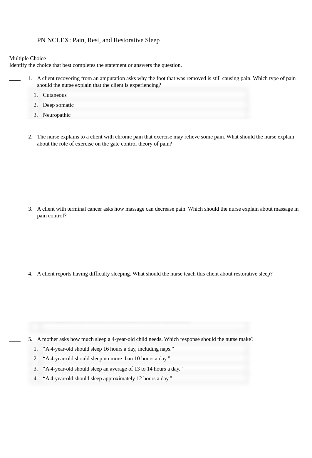 PN NCLEX- Pain, Rest, and Restorative Sleep.docx_d9cl57b00kw_page1