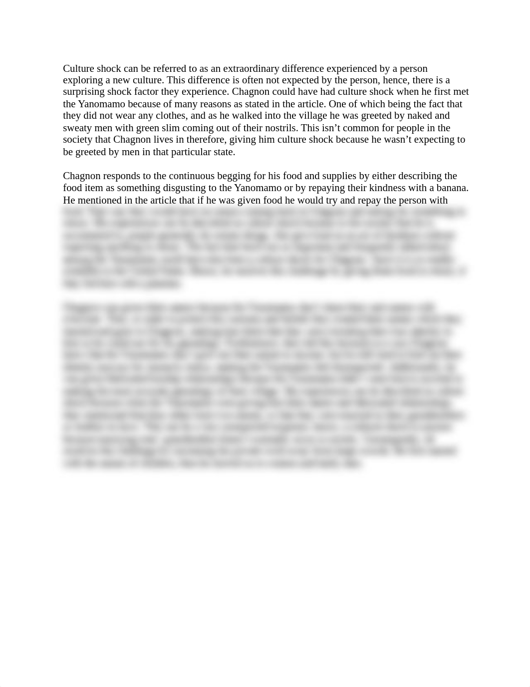 Discussion Board #3- Doing Fieldwork Among the Yanomamo .docx_d9clq5co0xl_page1