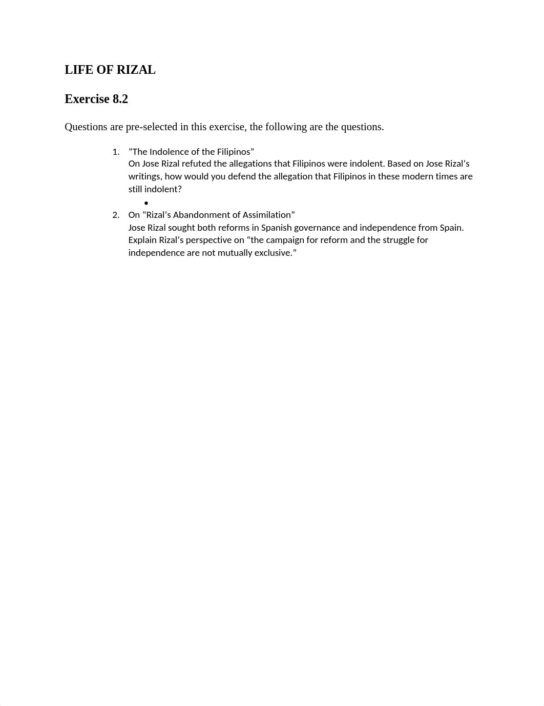 LIFE OF RIZAL(Exercise 8.2).docx_d9crvoj7ai2_page1