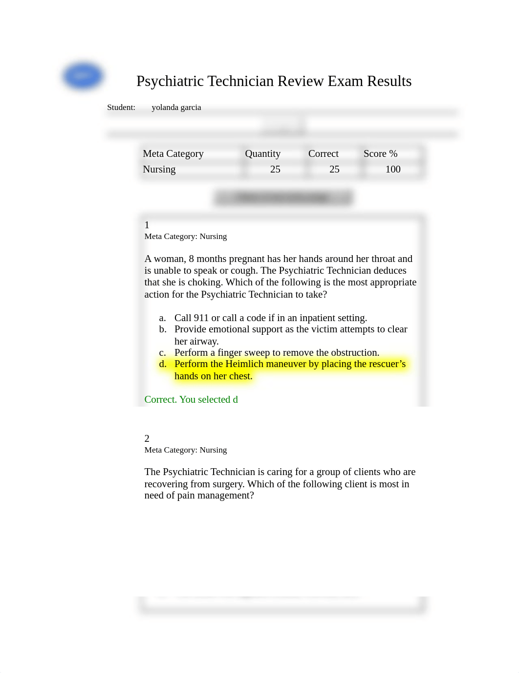 Psychiatric Technician Review Exam Results-CAPT-NURSING 25 qtn.docx_d9ddbk6sh7w_page1