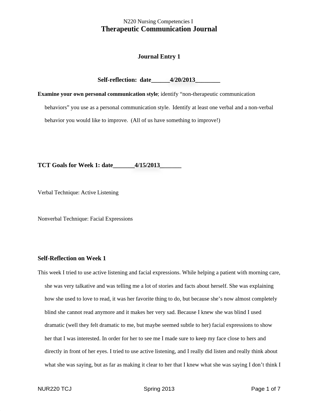 NURS 220 TCT Journal Entry TWO_d9e5v84c9z7_page1