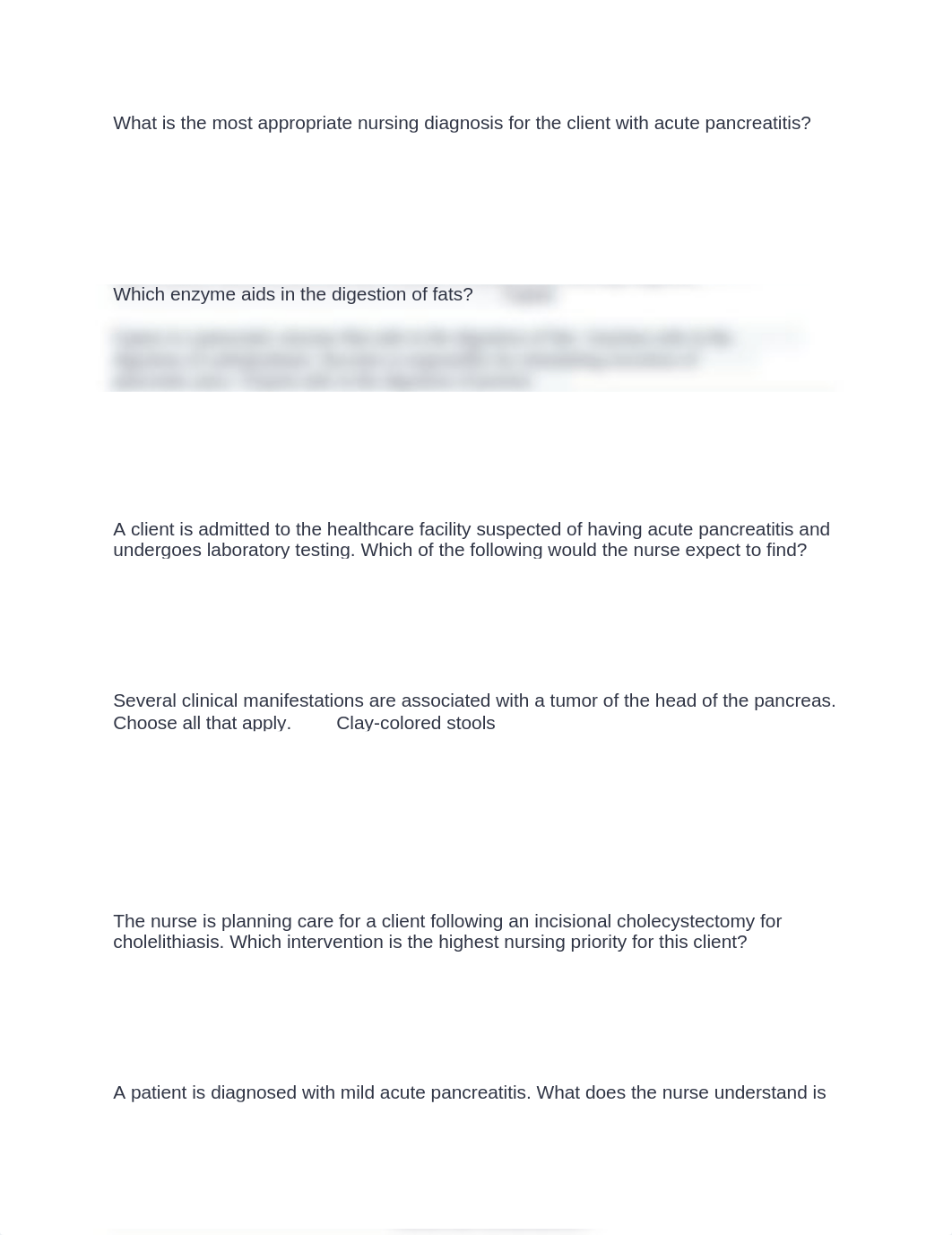 What is the most appropriate nursing diagnosis for the client with acute pancreatitis.docx_d9eipa0z1x2_page1