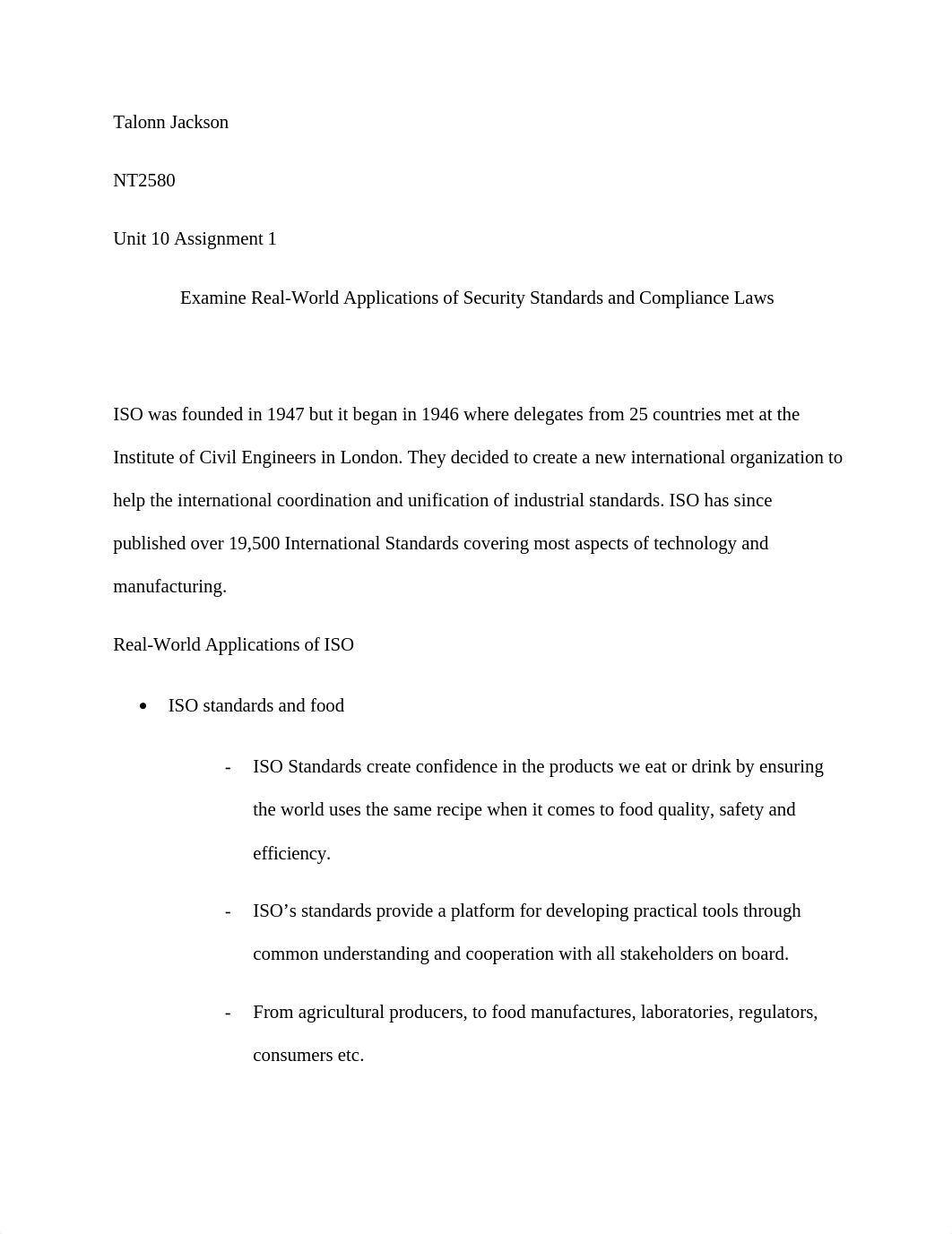 nt2580 Unit 10 Assignment 1 examine real world applications of security standards and compliance law_d9enet3ftb2_page1