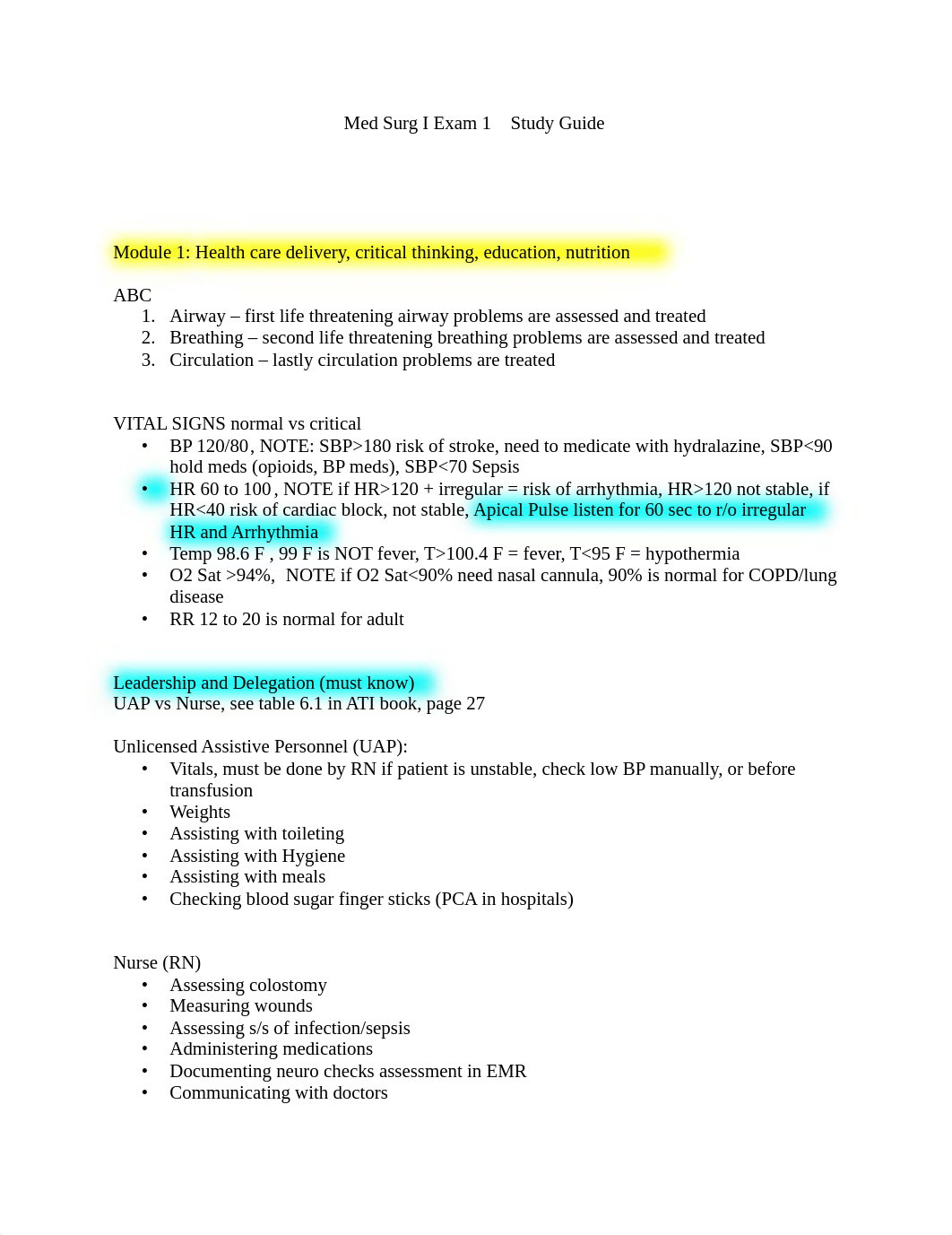 Med Surg I Exam 1  Study Guide.pdf_d9fh9ekf6yx_page1