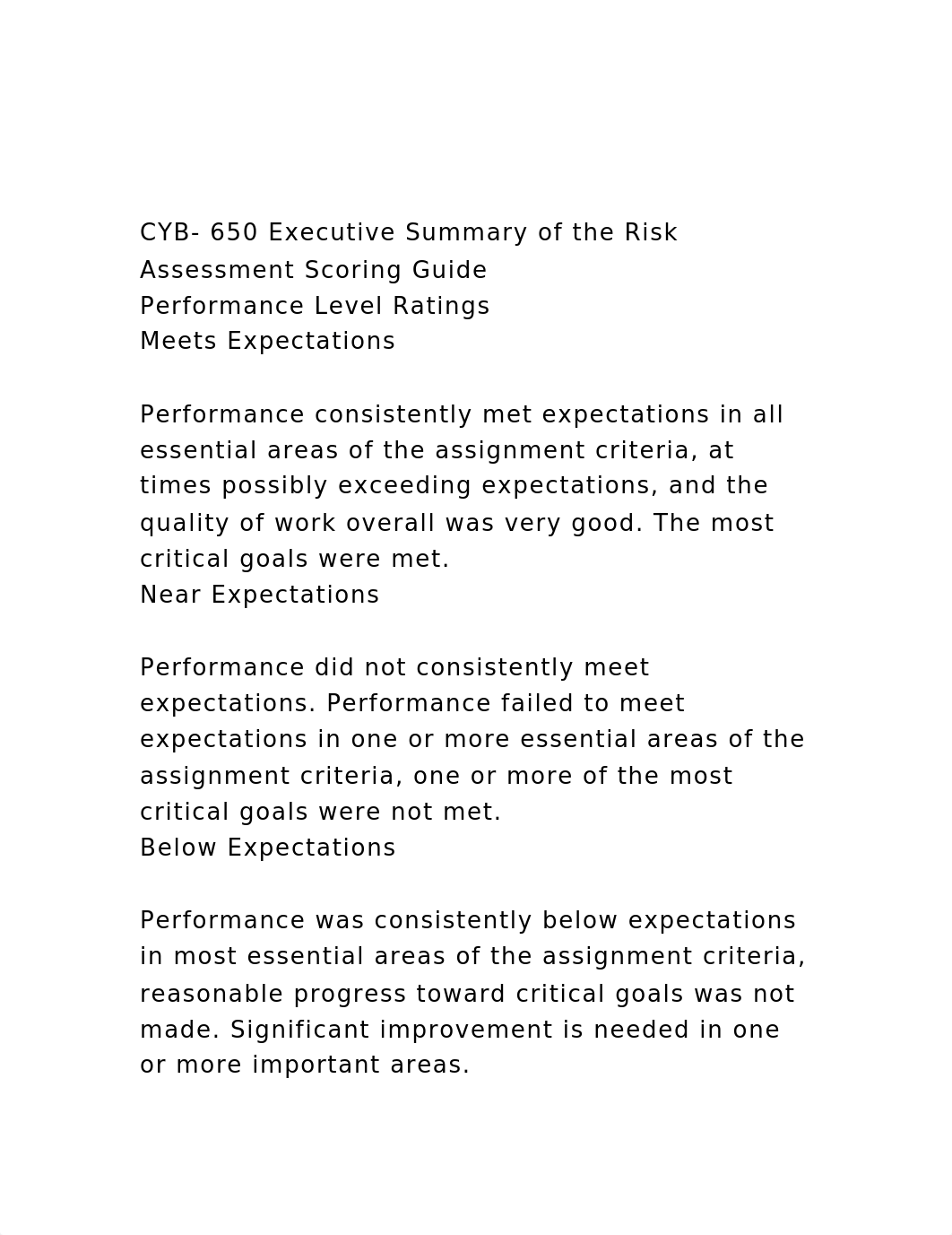 CYB- 650 Executive Summary of the Risk Assessment Scoring Guide.docx_d9fpd3qfs3m_page2