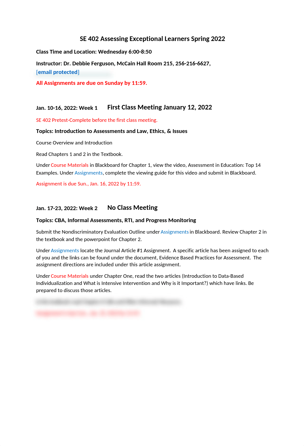 SE 402 Assessing Exceptional Learners Tentative Class Schedule Spring 2022 (1).docx_d9fxdap3nh8_page1