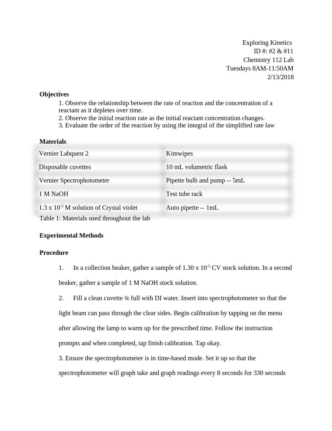 Lab Report, Kinetics of Crystal Violet Hydrolysis.docx_d9gw0dggesa_page1