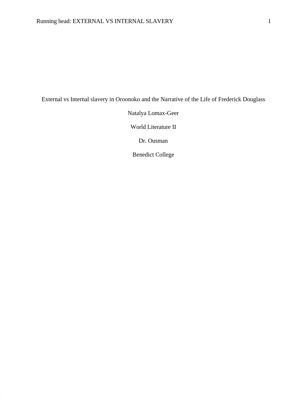 External vs Internal slavery in Oroonoko and the Narrative of the Life of Frederick Douglass.docx_d9h4ze6a0s8_page1