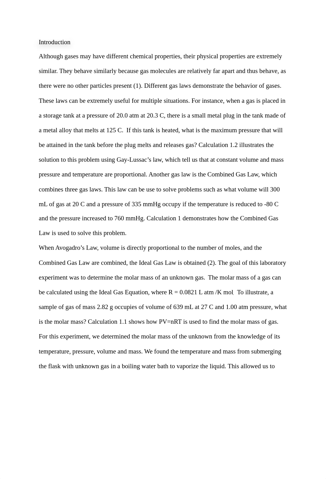 The Behavior of Gases and the Molar Mass of a Vapor Lab Report.docx_d9hhgrpdg4q_page2