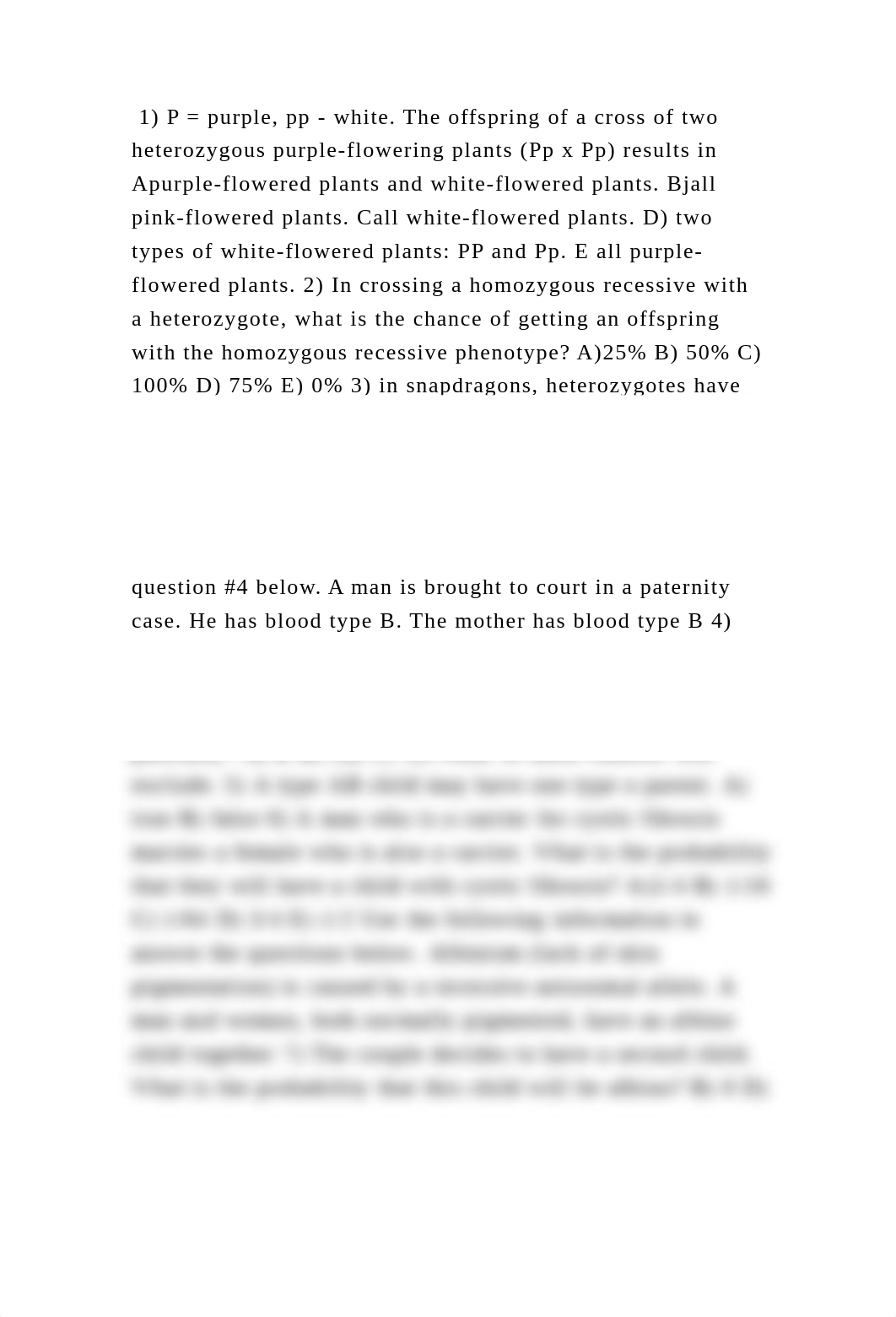 1) P = purple, pp - white. The offspring of a cross of two heterozygo.docx_d9hi1onqirk_page2