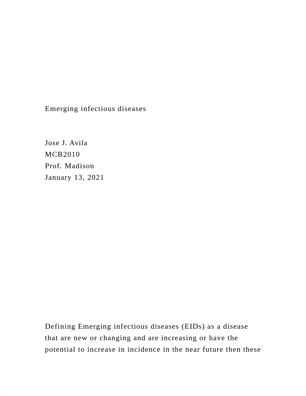 Emerging infectious diseasesJose J. AvilaMCB2010.docx_d9htyjs29hj_page2
