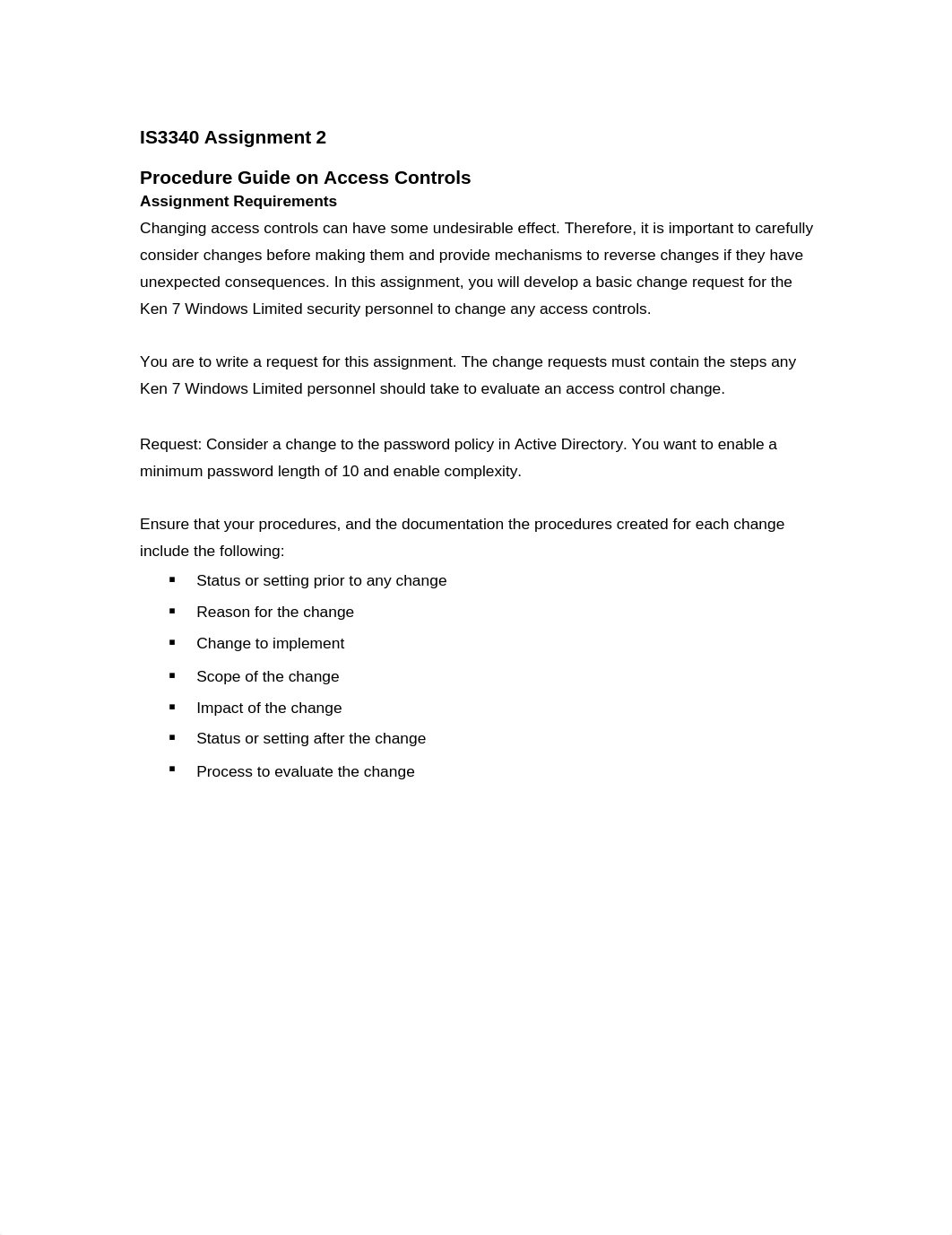 IS3340 Unit 2 Assignment - Procedure Guide on Access Controls_d9i5o3w113g_page1