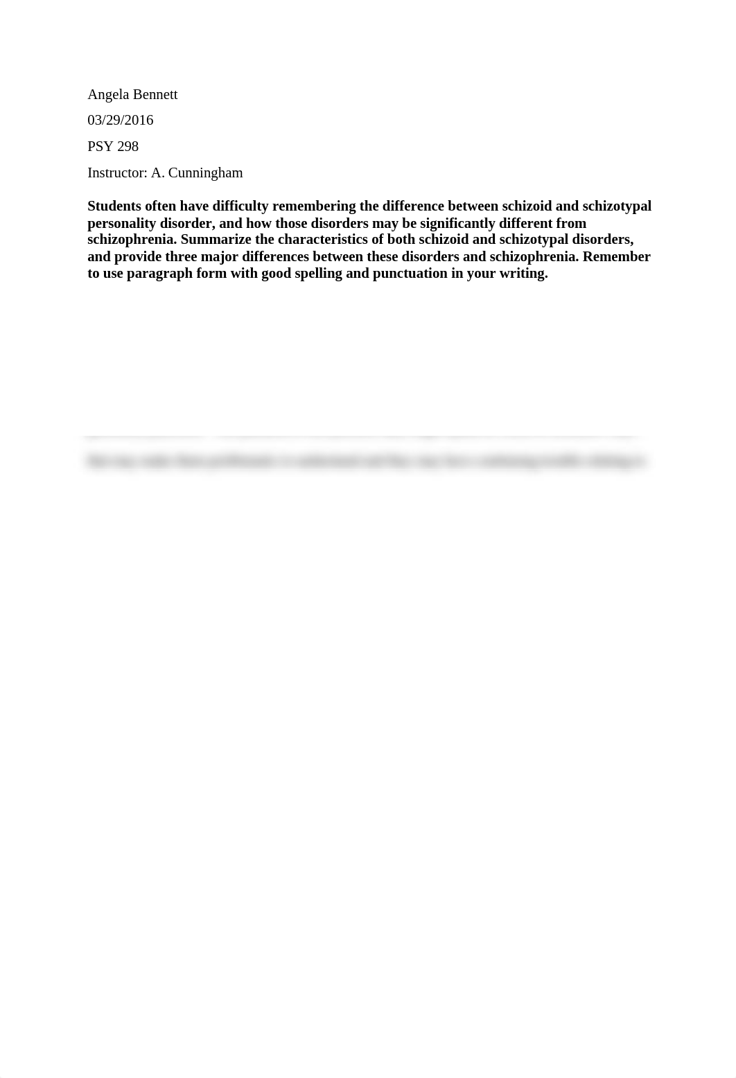 Assignment 9- Schizotypal Personality Disorder and Schizoid Personality Disorder.docx_d9idws7gf05_page1