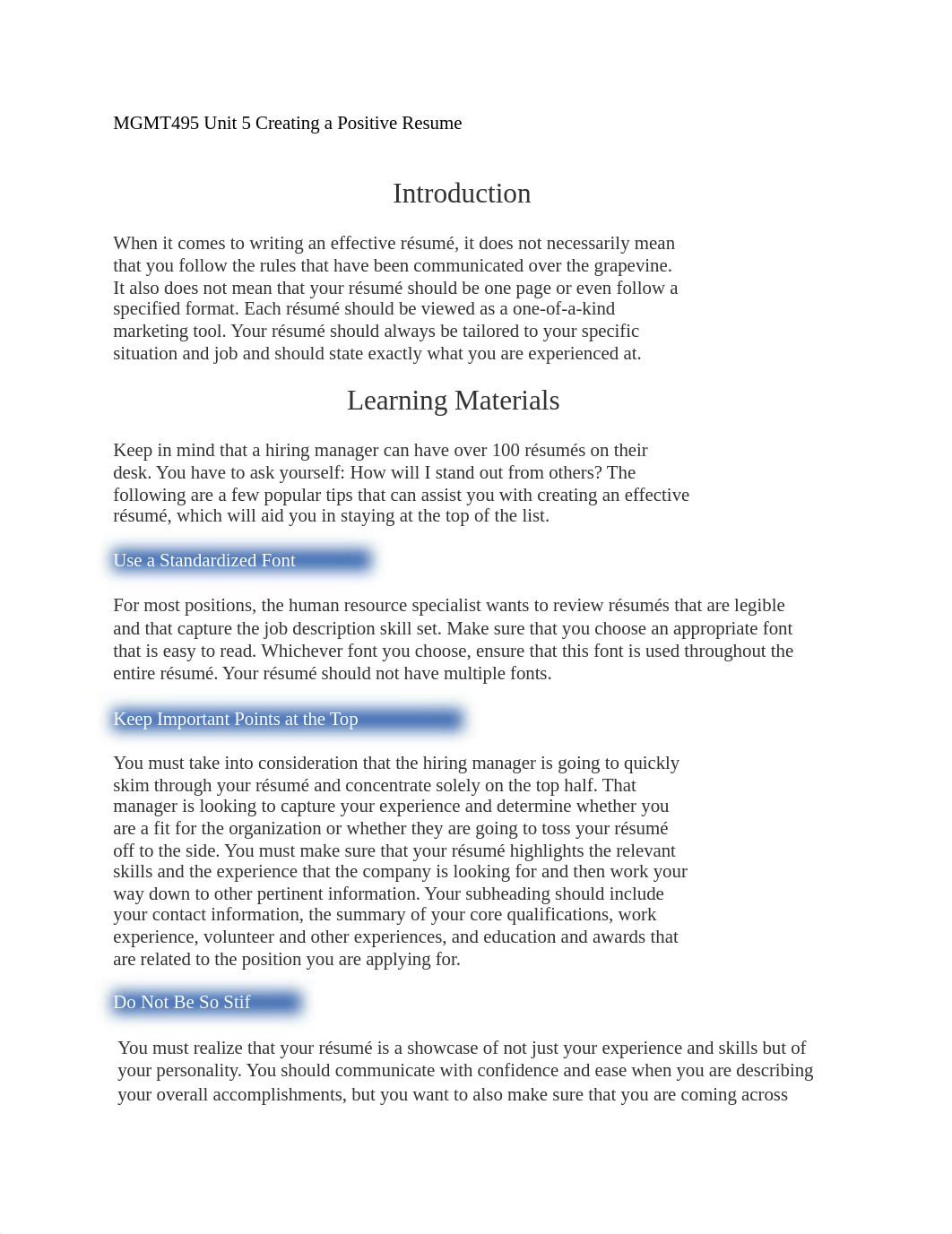 MGMT495 Unit 5 Creating a Positive Resume.docx_d9ihwkn158y_page1