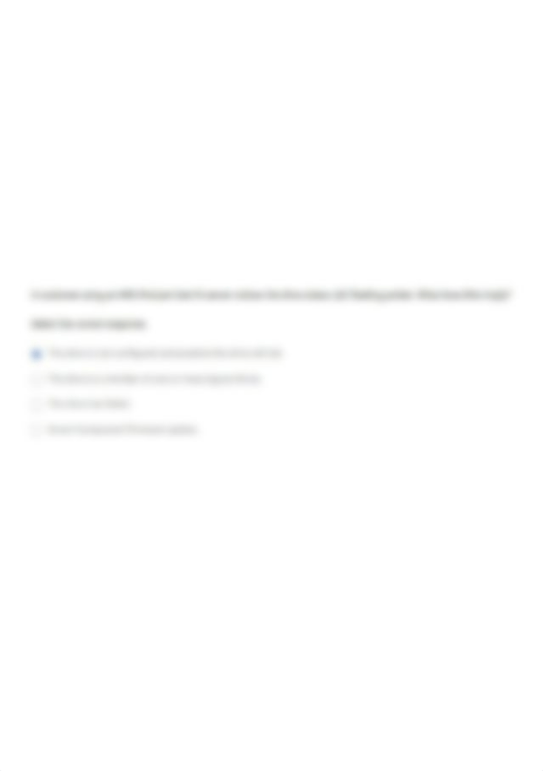 A customer using an HPE ProLiant Gen10 server notices the drive status LED flashing amber. What does_d9imcmselwr_page1