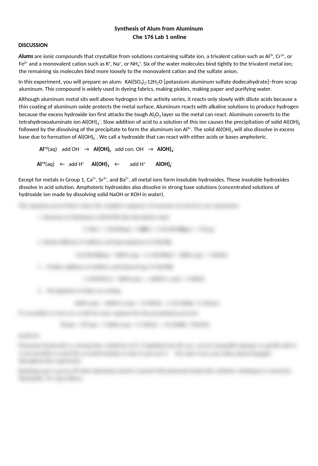 Che 176 Lab 1 online Synthesis of Alum from aluminum.docx_d9jhgr6p8di_page1