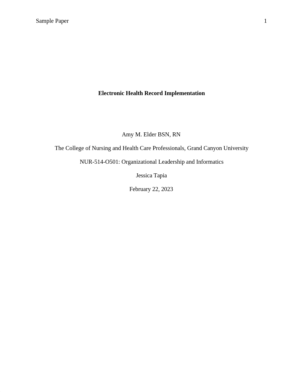 NUR 514_Electronic Health Record Implementation Paper Benchmark.docx_d9kjvq31534_page1