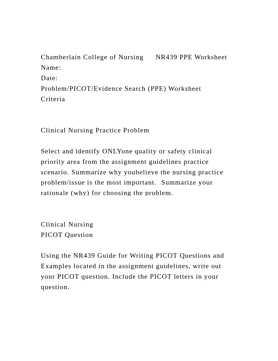 Chamberlain College of Nursing NR439 PPE WorksheetNameDate .docx_d9m94h45pyn_page2