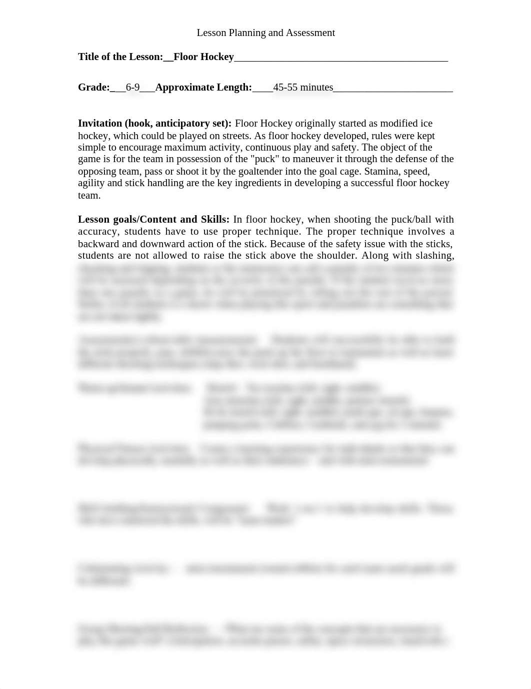 Lesson planning and assessment - Floor Hockey.doc_d9mjk1no9ye_page1