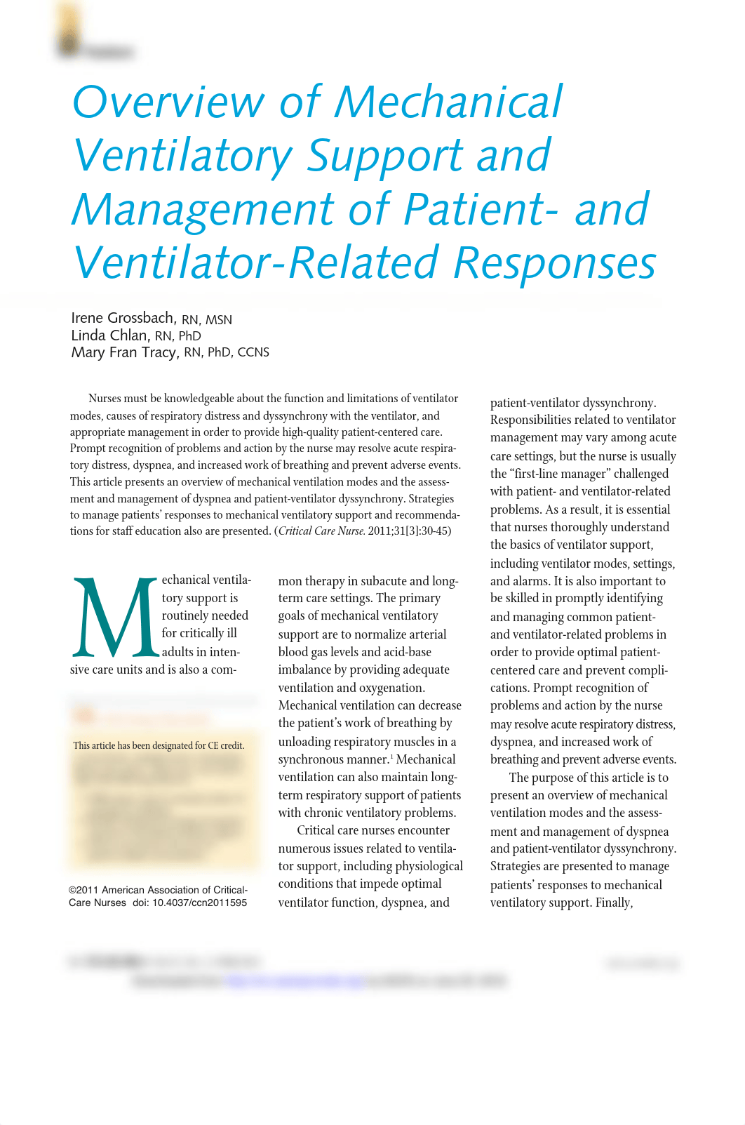 Crit Care Nurse-2011 Ventilator Modes.pdf_d9mvljcv0gi_page1