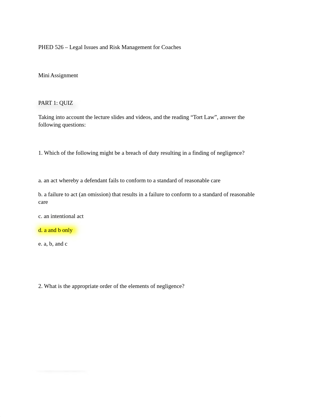 (Module 3 Tort Law) PHED 526 - Legal Issues and Risk Management for Coaches.docx_d9ni5h8v7bv_page1