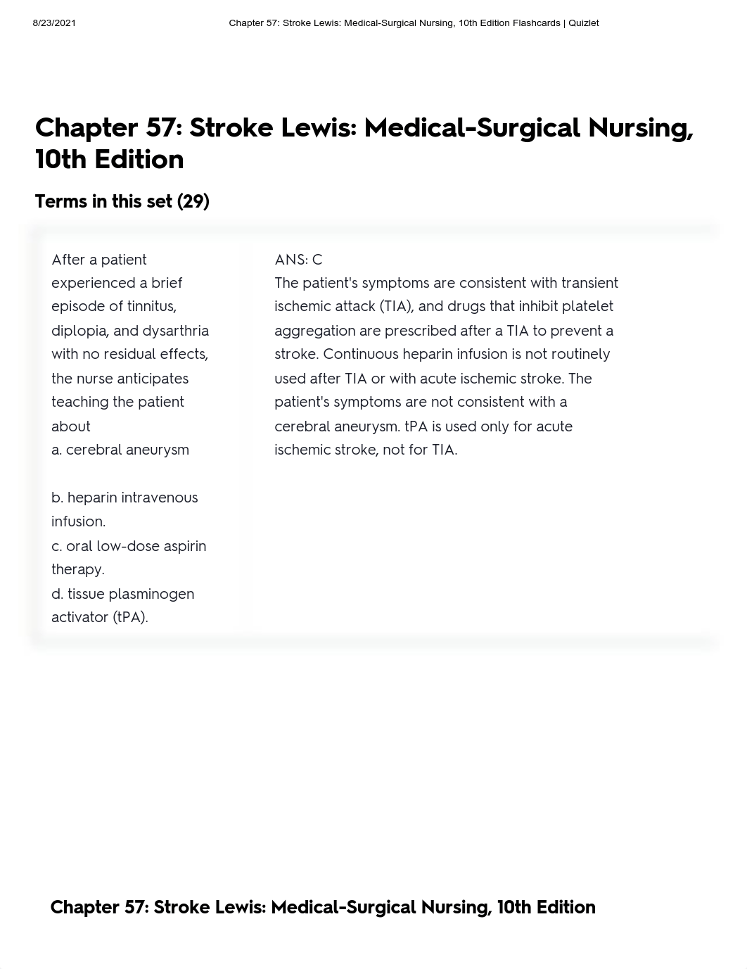 Chapter 57_ Stroke Lewis_ Medical-Surgical Nursing, 10th Edition Flashcards _ Quizlet.pdf_d9ocnslewum_page1