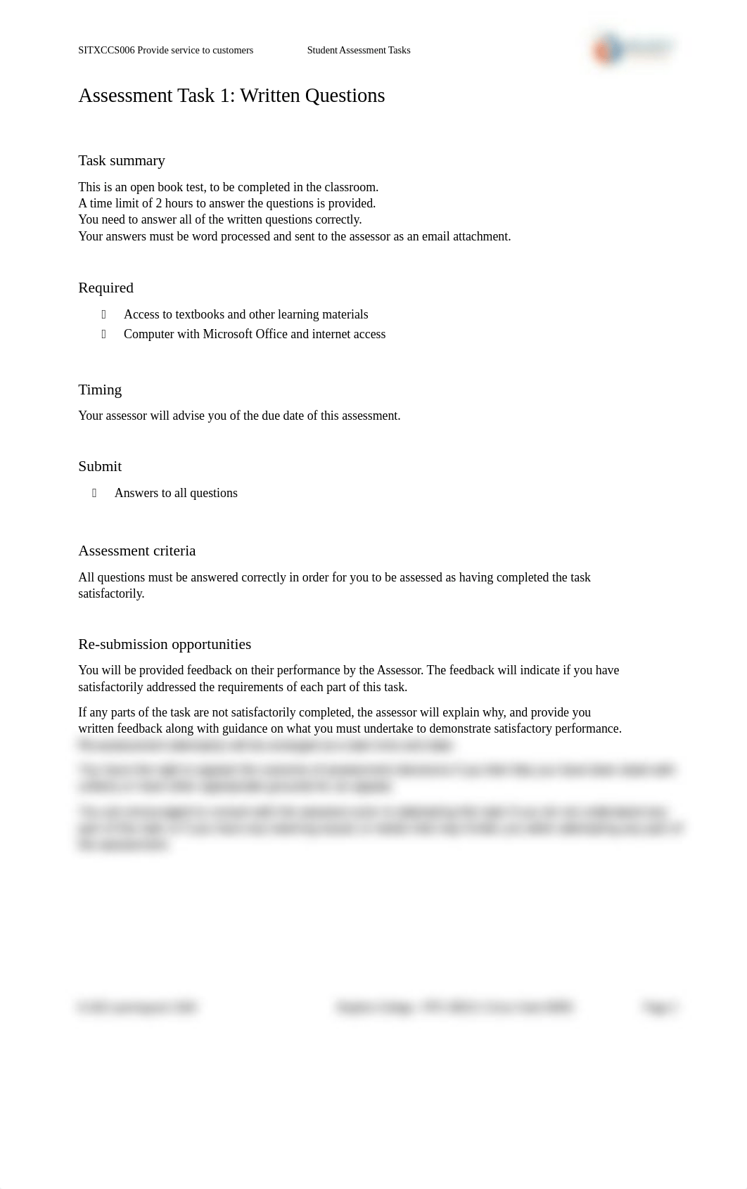 SITXCCS006 Student [Insert Name] Assessment Task 1 (2).docx_d9oe84esx34_page2