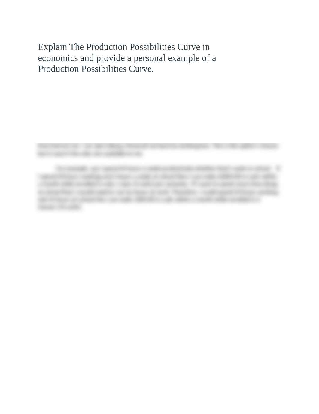 Explain The Production Possibilities Curve in economics and provide a personal example of a Producti_d9ohh1diuhf_page1