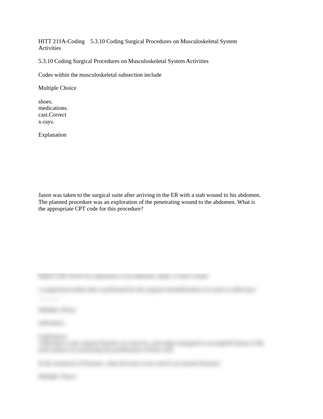 HITT 211A-Coding ?5.3.10 Coding Surgical Procedures on Musculoskeletal System Activities (1).docx_d9or530nvnu_page1