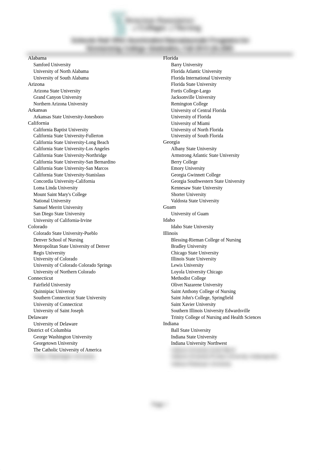 Schools that Offer Accelerated Baccalaureate Programs for Nonnursing College Graduates_d9pira8ycrv_page1