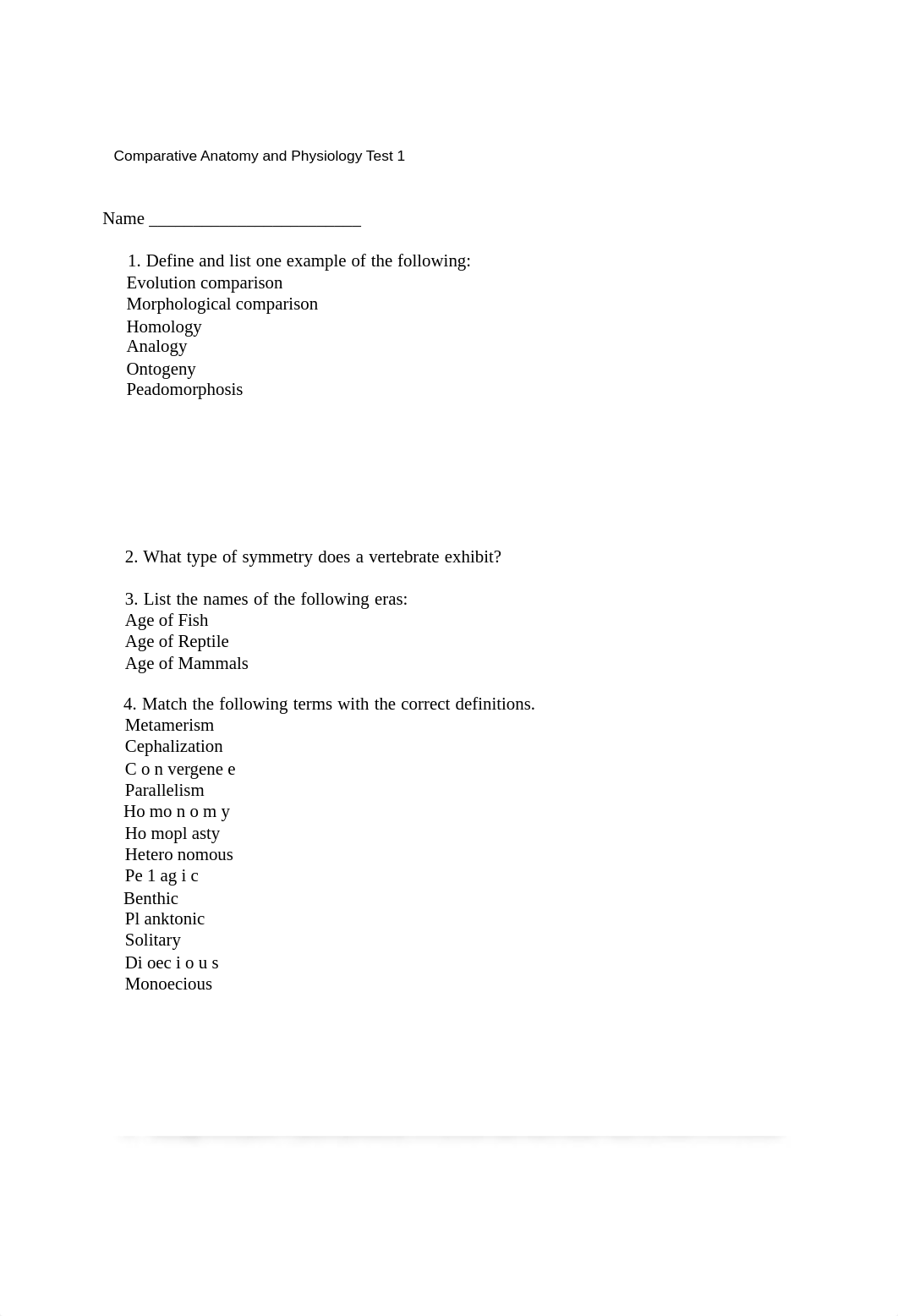 Comparative Anatomy and Physiology Test.pdf_d9pof5zzzgt_page1