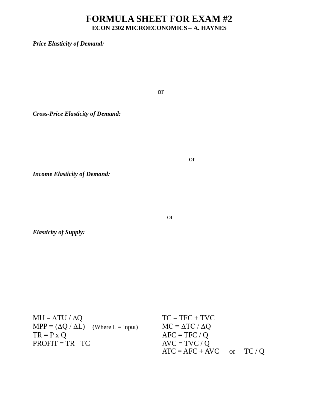 Econ 2302 Microeconomics Formula Sheet Micro Exam 2.pdf_d9r4exoplwd_page1